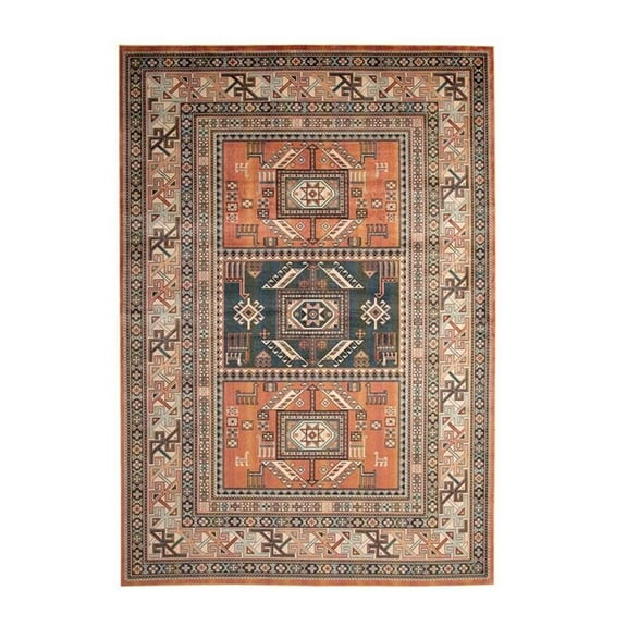 Sam's International Traditional Boho Viscose 5x8 Area Rug in Copper