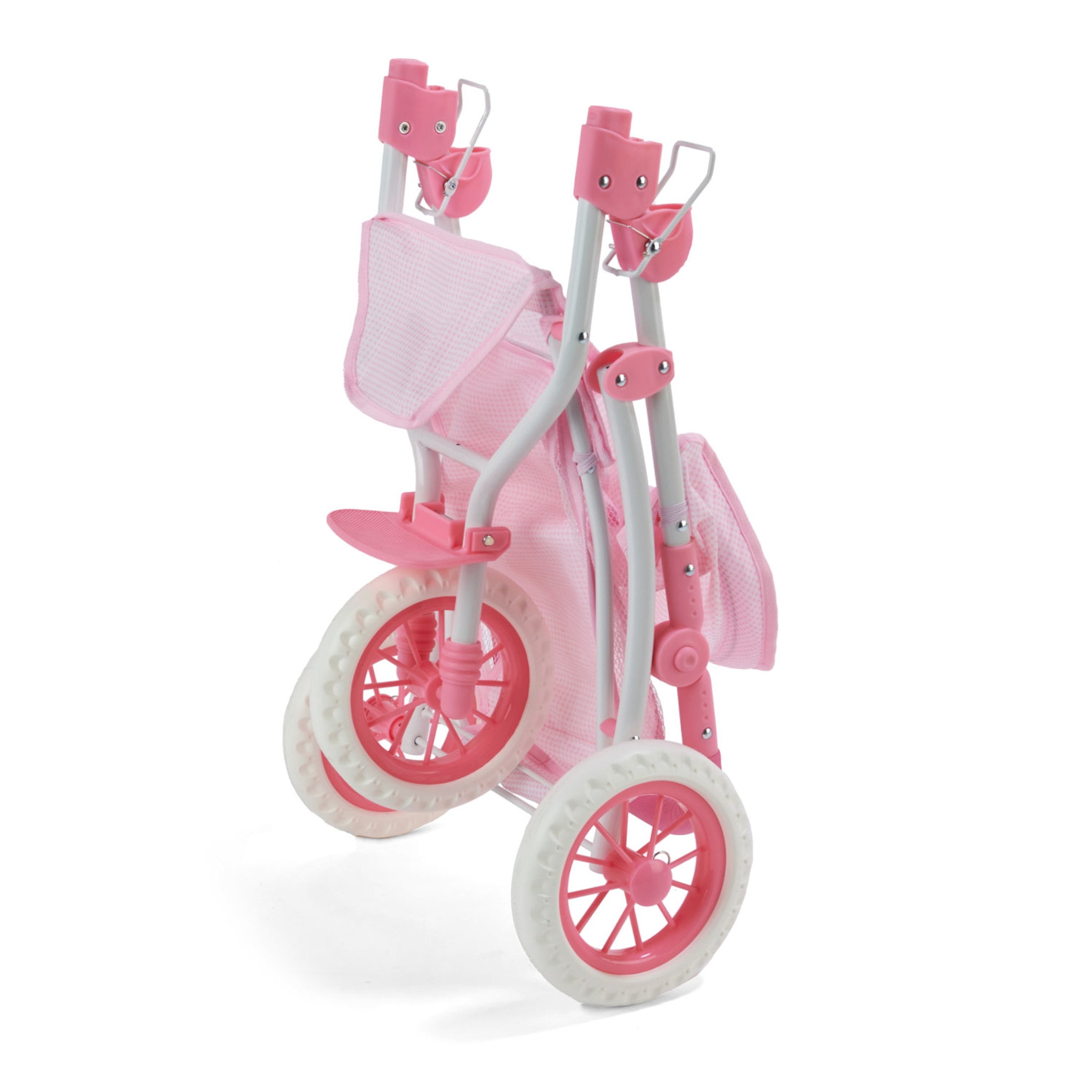 Folding Three Wheel Doll Jogging Stroller - Pink/Gingham
