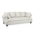 thumbnail image 2 of Noble House Viewland Fabric Pillowback 3 Seater Sofa with Nailhead Trim, Beige and Dark Brown, 2 of 7