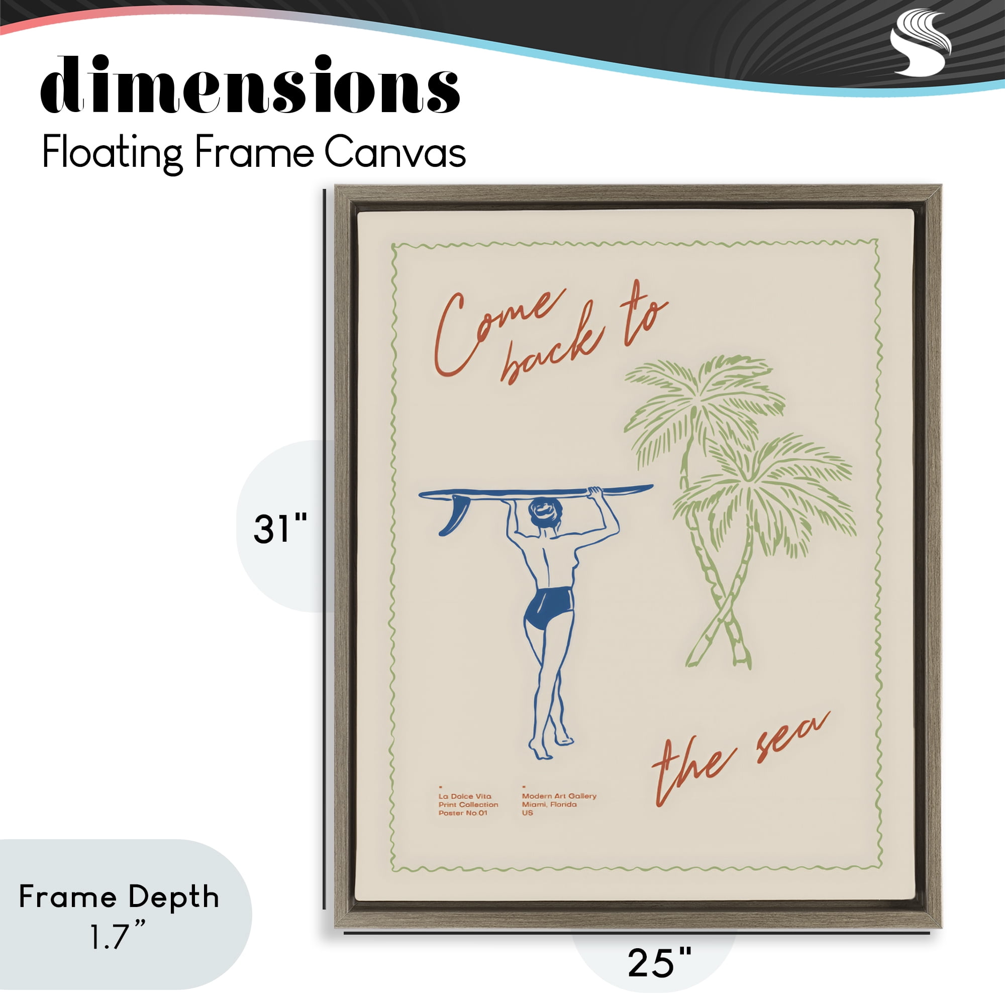 Stupell Industries Come Back To The Sea Brown Framed Floater Canvas Wall Art, design by The Prints Vibe