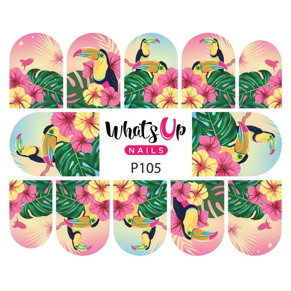 Whats Up Nails P105 Tropicalota Water Decal Sliders for Nail Art Design