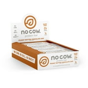 No Cow Vegan Protein Bars, Peanut Butter Chocolate Chip, Box of 12