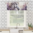 thumbnail image 3 of Watercolor Horse Kitchen Curtain Valances Farm Animal Purple Lavender Window Valance for Bedroom Bathroom Living Room Dining Room Valances Set 54 by 18 in, 1 Panel, 3 of 6