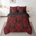 thumbnail image 2 of Feelyou Goth Skull Damask Bedding Comforter Set 7 Pieces, Western Mandala Paisley Full Bedding Set, Black Red Boho Flower Reversible Fitted Sheet Flat Sheet, Breathable Home Decor, 2 of 8