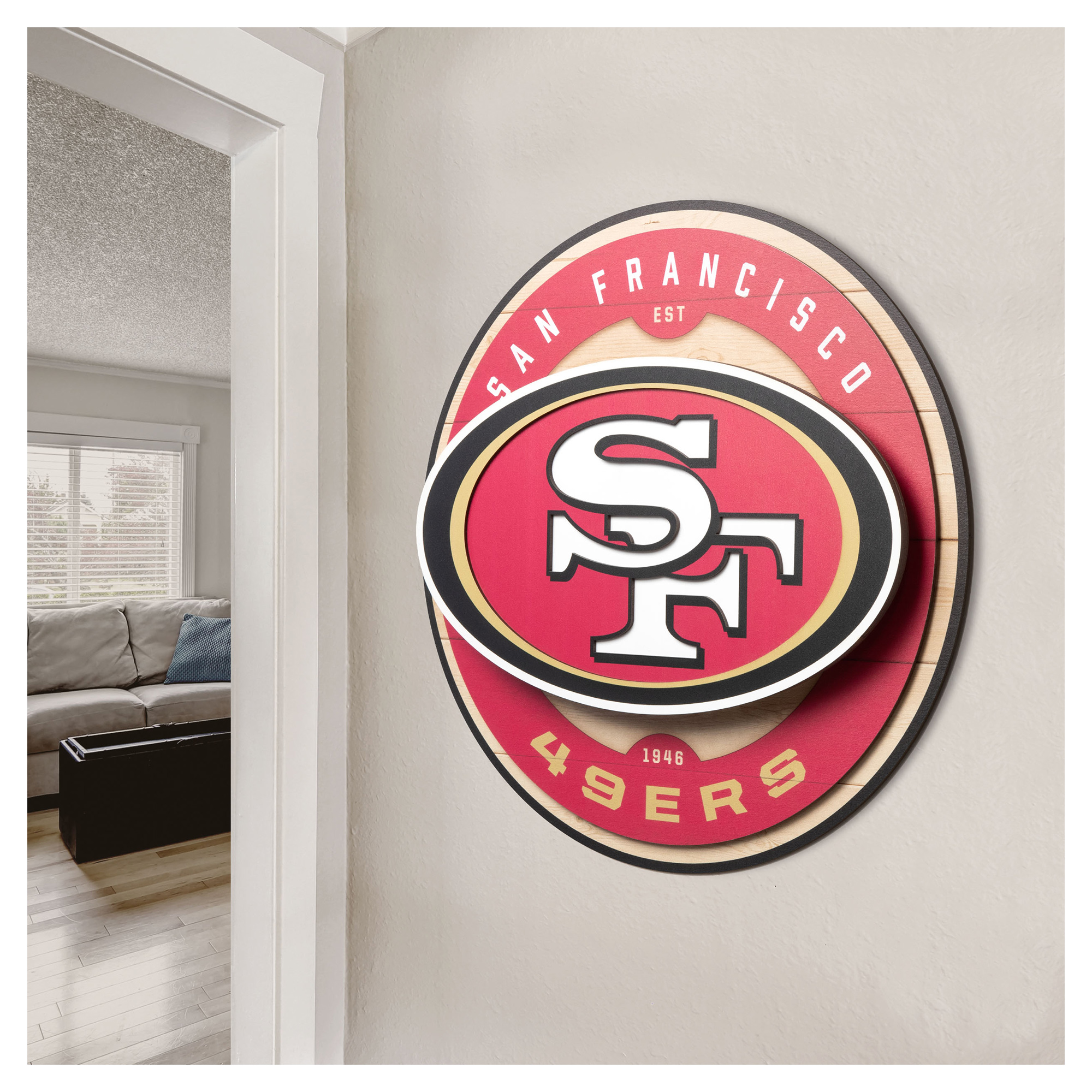IDNA San Francisco 49ers 15" x 15" 3DX Logo Circle Backer Wall Art