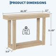 thumbnail image 3 of Wooden Narrow Console Table, 46-Inch Farmhouse Rectangular Accent Table with Natural Blonde Finish for Entryway, Hallway, Foyer, Behind Sofa & Living Room, Natural, 3 of 7