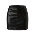 thumbnail image 5 of Bibifish Womens High-Waist Pencil Mini Skirts Leather High Waist Stretch Bodycon Hugging Going Out Cut Party Club Skirts, 5 of 9