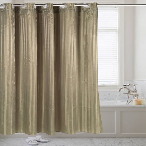 Hookless Fabric Dobby Stripe Shower Curtain with Snap Off Liner, 70" x 75"