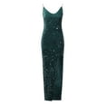 thumbnail image 3 of CAICJ98 Fall Wedding Guest Dresses For Women Women's Spaghetti Straps Split Hem Sleeveless Zipper Bodycon Midi Dress Green,S, 3 of 5