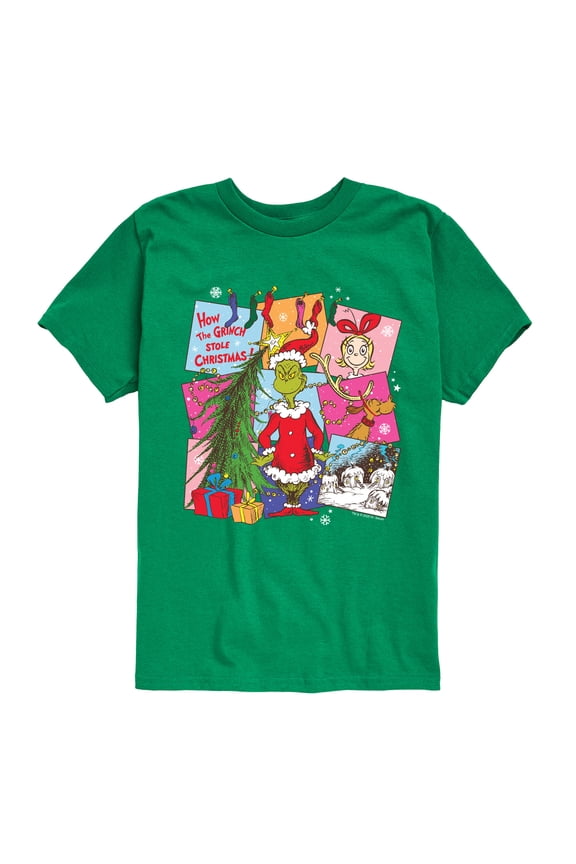 The Grinch - Vintage Squares - Youth Boys Short Sleeve Graphic T-Shirt