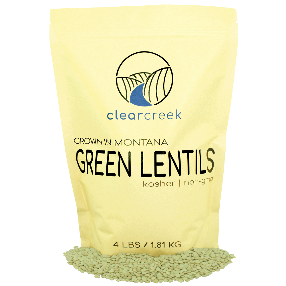 Green Lentils • Dried • 4 lb Kraft Bag • NonGMO • Clear Creek