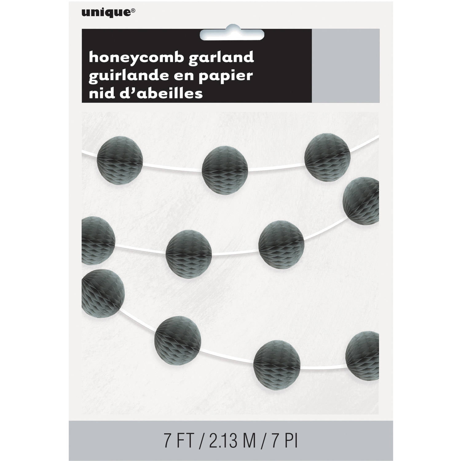 Tissue Paper Honeycomb Ball Garland, 7 ft, Silver, 1ct