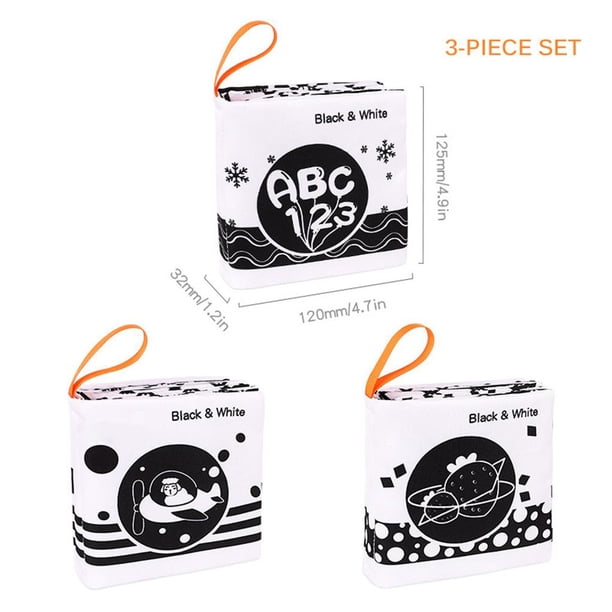 Paquete De 3 Libros De Tela Suave, Libros En Blanco Y Negro, Libros Para Recién Nacidos, Juguetes Educativos De Aprendizaje Temprano Kearding FN002511-00