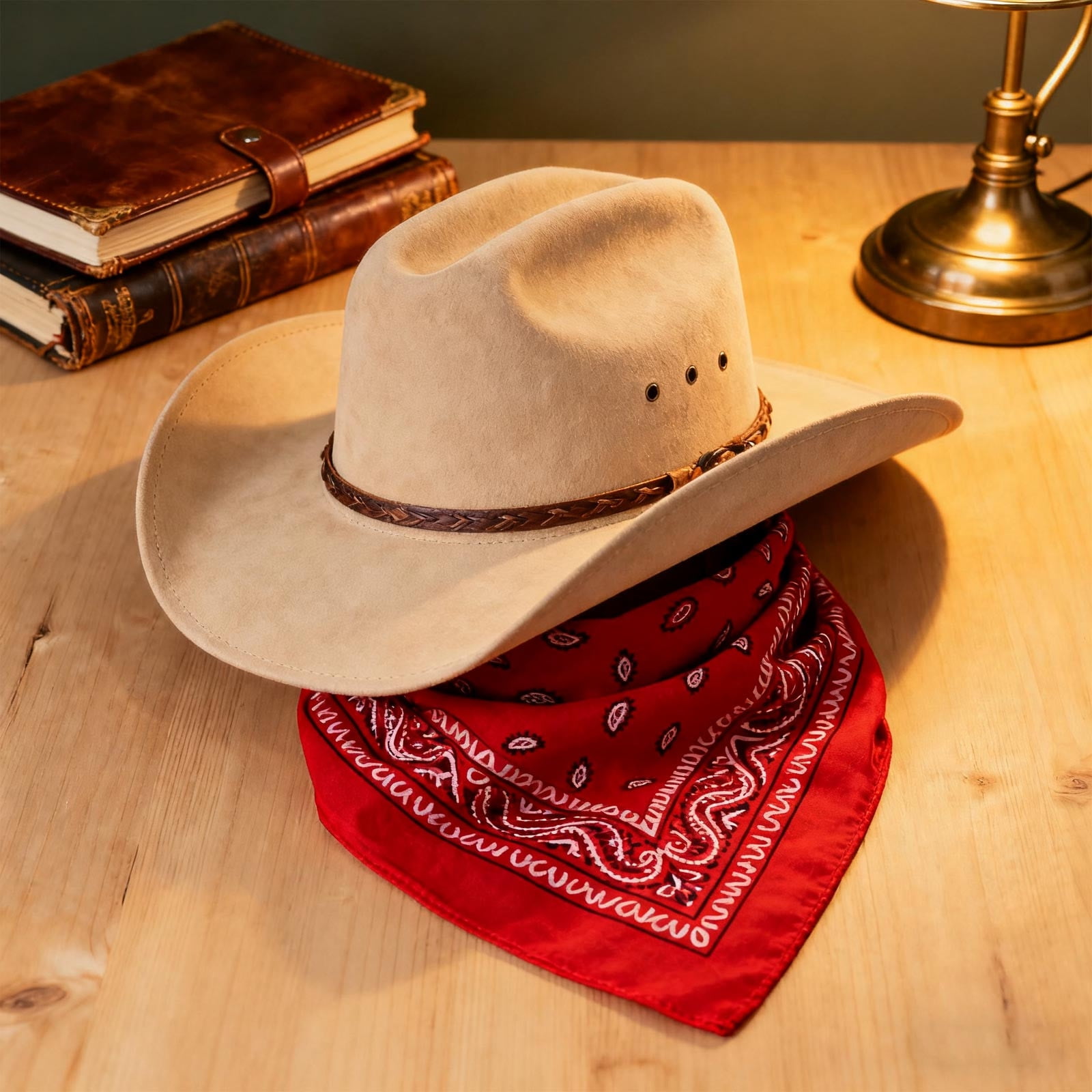 Halloween Pet Cowboy Hat With Bandana Adjustable Western Style Headwear For Cats Small Dogs Holiday Party Photo Prop Daily Wear Accessory