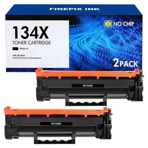 134X 134A 2-Pack NO CHIP Toner Cartridge Compatible for 134X W1340X 134A W1340A LaserJet M209dw MFP M234dw M234sdn M234sdw Printer Toner Ink Black
