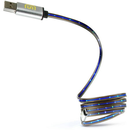 Dare Usb - 3ft Micro USB Cable Lighted with Blue and Green Flowing LEDs Aluminum Housing by DATASTREAM for Power Charging , Data Sync and Transfer - Works with Samsung , HTC , Microsoft and More Smartphones