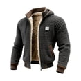 thumbnail image 4 of Men's Hooded Winter Jacket, Loose-Fit Casual Zip-Up Coat with Thermal Lining, Waffle Knit Fabric, Thickened Warm Outerwear for Fall and Winter, 4 of 4