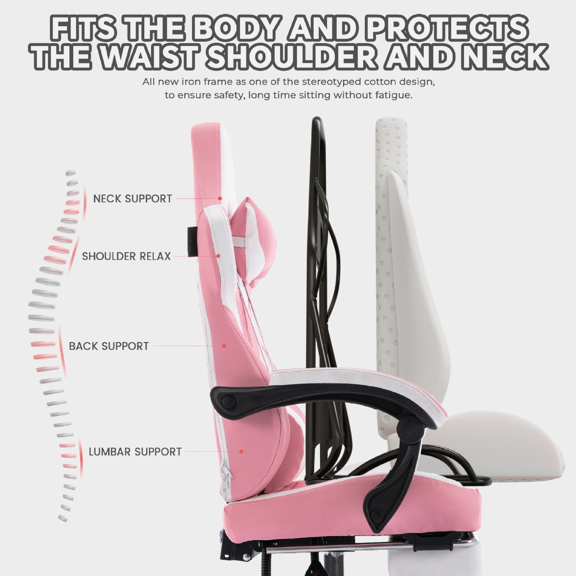 Gaming Chair with Footrest, High Back Gaming Chairs PVC Leather Racing Style Video Gaming Chair for Office/Home