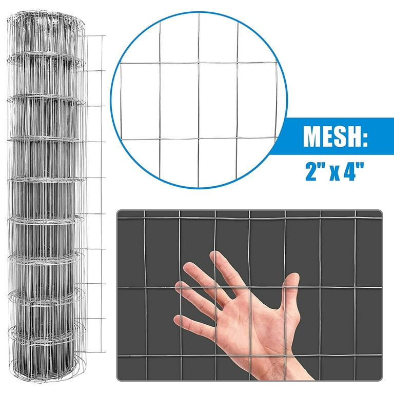 Fencer Wire 14 Gauge Galvanized Welded Wire Fence, 2 x 4 Mesh Opening for  Vegetables, Garden Fruits & Animals Enclosure 
