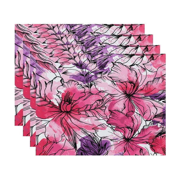 Simply Daisy, 18 x 14 inch, Zentangle, Floral Print Placemat (Set of 4), Purple