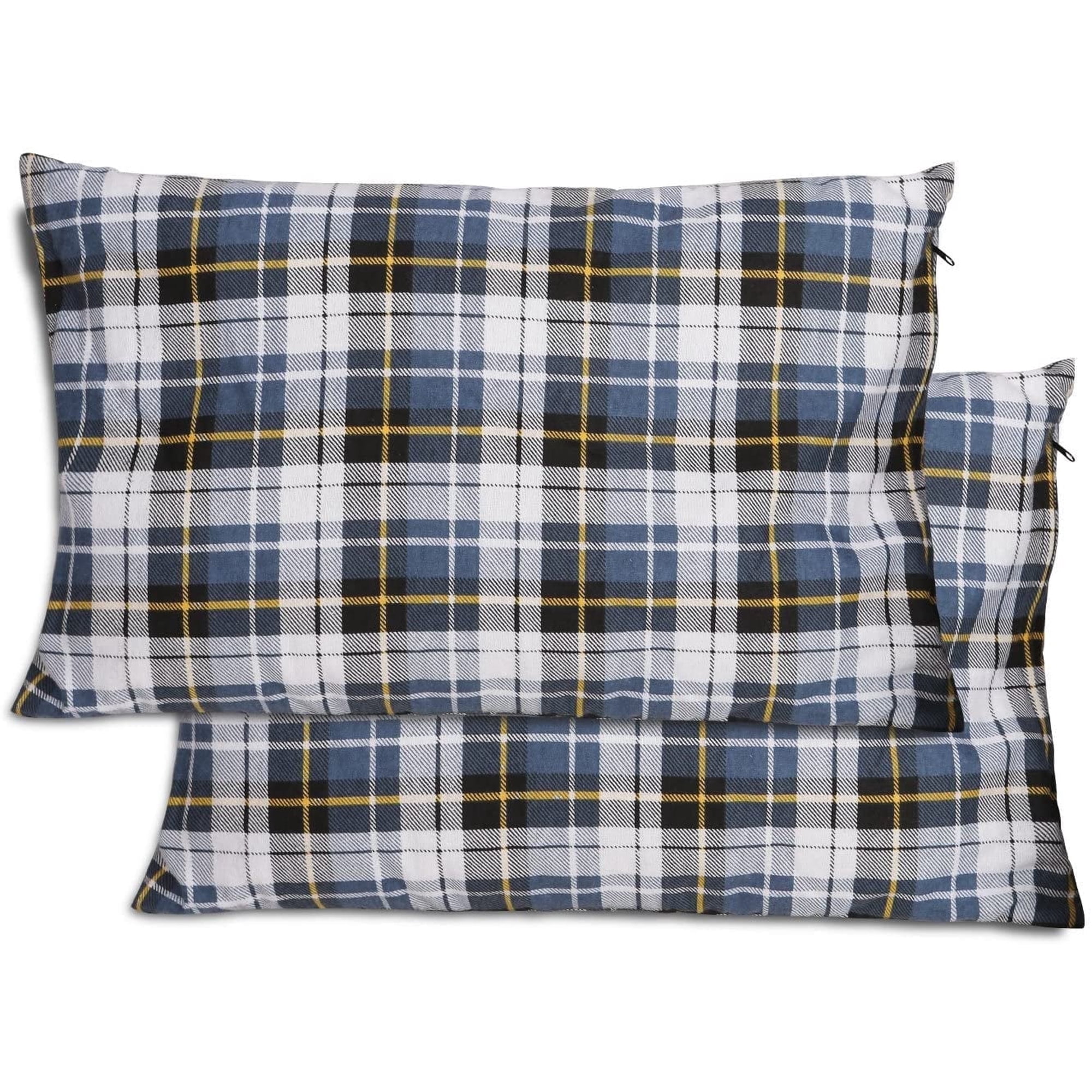 REDCAMP Small Camping Pillow Lightweight and Compressible, Flannel Travel Pillow with Removable Pillow Cover, 2 Pack