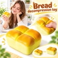 thumbnail image 2 of Realistic Bread Loaf Squishy Toy, Soft Wet Look Square Bread Stress Ball with 4 Buns, Slow Rising Squeeze Fidget Toy, Stress Relief Sensory Toy for Kids Adults, Bakery Desk Gift, 2 of 8