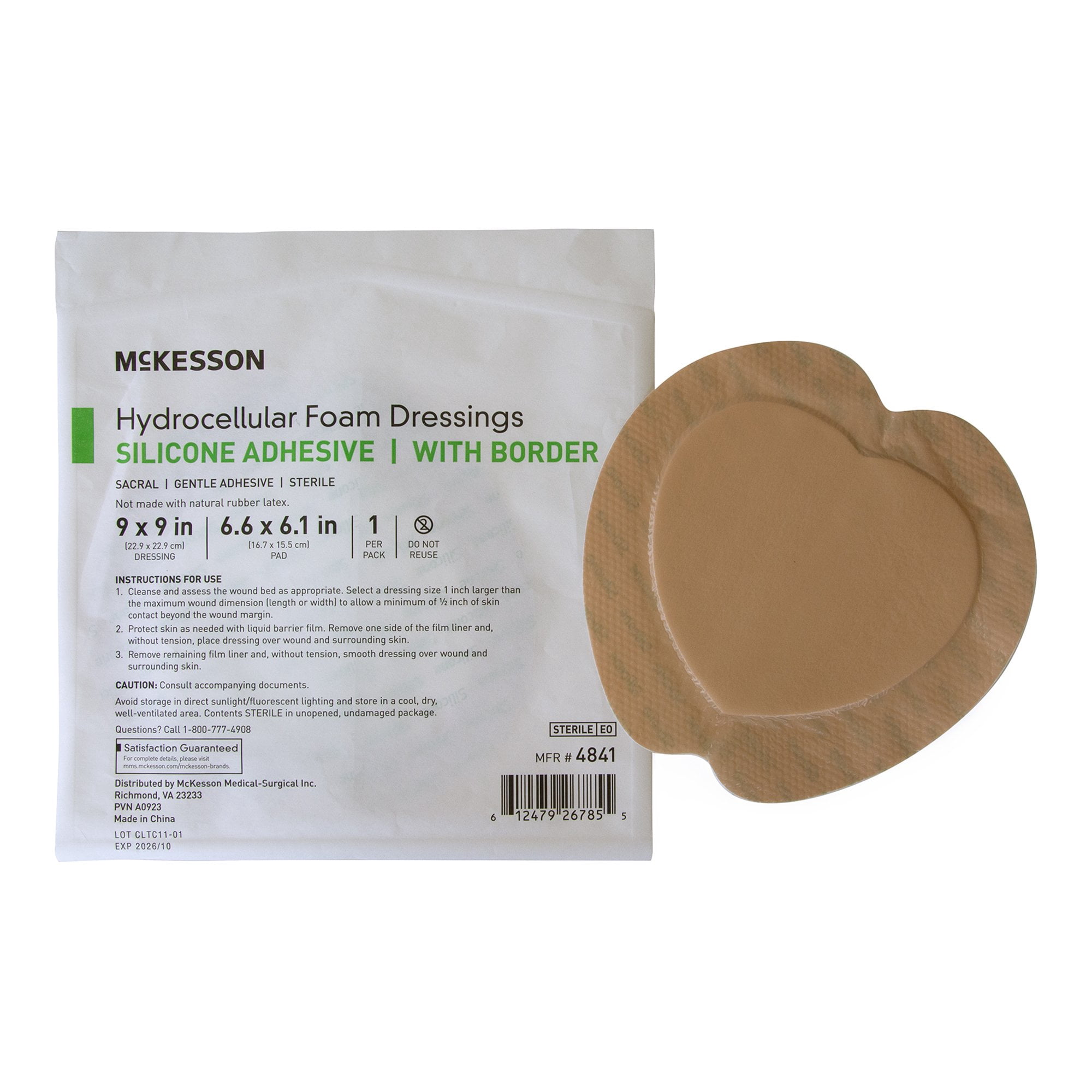 McKesson 5-Layer Foam Dressing 9"x9" Sacral With Border Waterproof Film Backing 4841 50 per Case