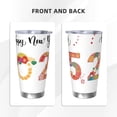 thumbnail image 3 of Fotbe 2025 New Year'S Pattern 20 oz Tumbler Stainless Steel Vacuum Insulated Coffee Ice Cup Double Wall Travel Flask Leak-proof Coffee Cup-Straw Three-piece Set, 3 of 8