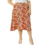 MODA NOVA Juniors' Plus Summer A-Line Ruffled Hem Wrap Midi Skirt