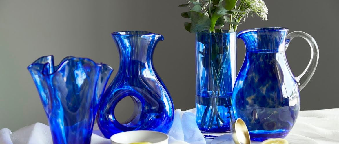 Blue Rose Polish Pottery Cobalt Confetti Tuscany Pierced Pitcher