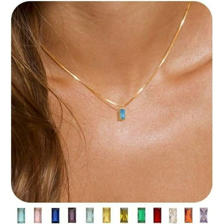Diamond Necklaces For Women 14K Gold Plated Emerald Birthstone Necklace For Women Mothers Dainty Gold Necklace Blue Green Cubic Zirconia Pendant Necklace Birthday Gifts For Women Jewelry[o104]