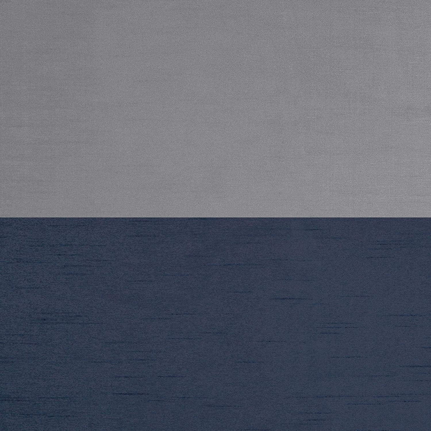 Exclusive Home Chateau Striped Faux Silk Grommet Top Curtain Panel Pair, 54"x84", Navy Grey