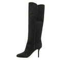 thumbnail image 2 of FSJ Women Fashion Square Closed Toe Knee High Boots Stiletto High Heel Pull On Long Boots Wide Calf Casual Outfit Shoes Size 4 Black, 2 of 4