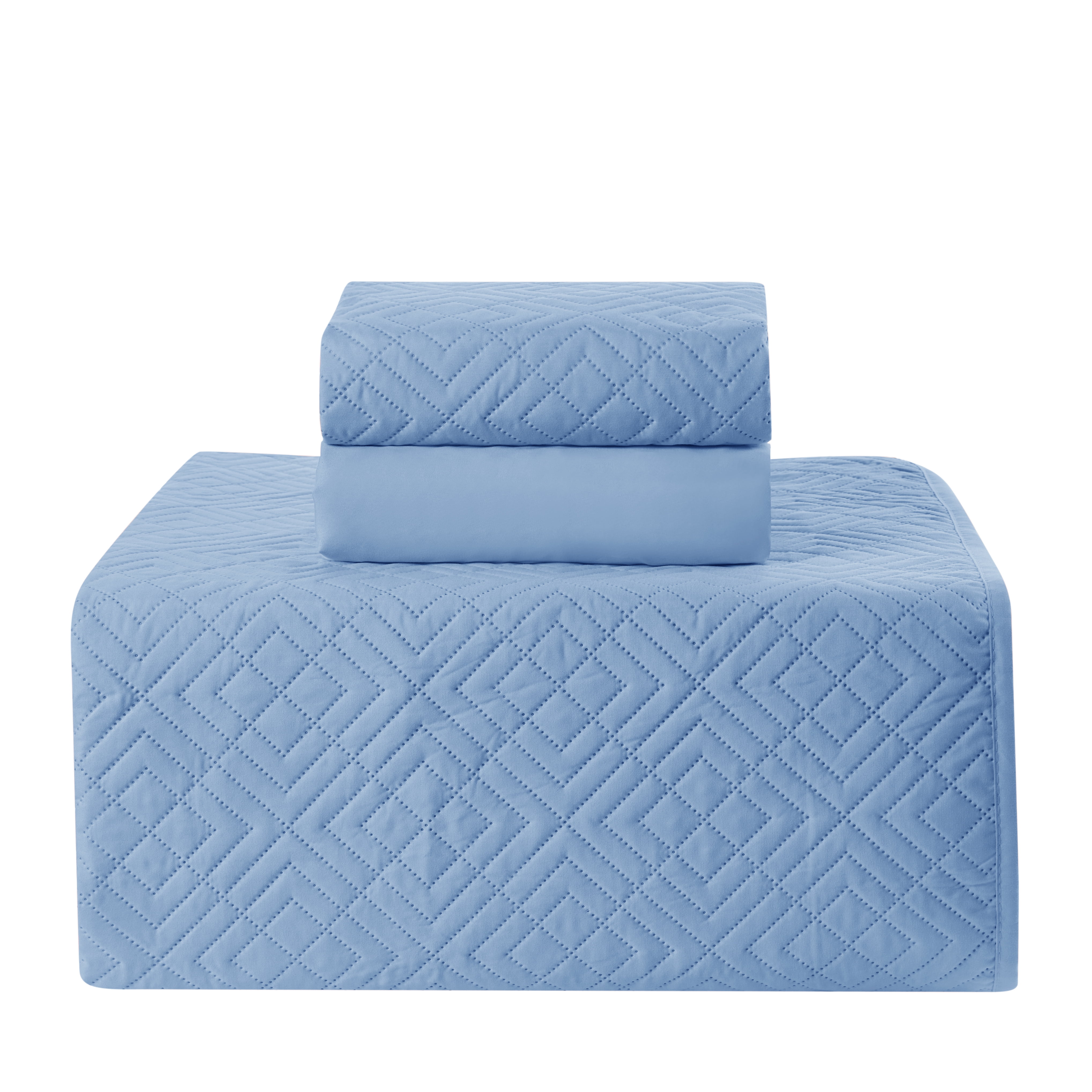 Clara Clark Kids Quilt Set (3pc) Diamond Weave, Blue
