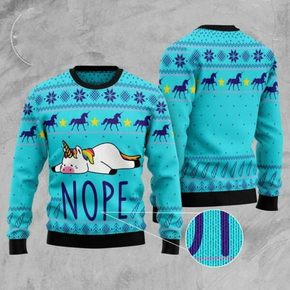 Unicorn Nope 3D Christmas Sweater, Christmas Sweater, 3D Sweater, Funny Xmas Sweaters