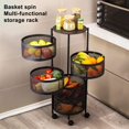 thumbnail image 4 of Kitchen Storage Cart, 5 Tier Circular Rotating Basket, Large Storage Rack with 360 Degree Wheels, Fruit Vegetable Metal Wire Shelf with Top Lid for Living Room, Office, Black -Five Layers,Black, 4 of 8