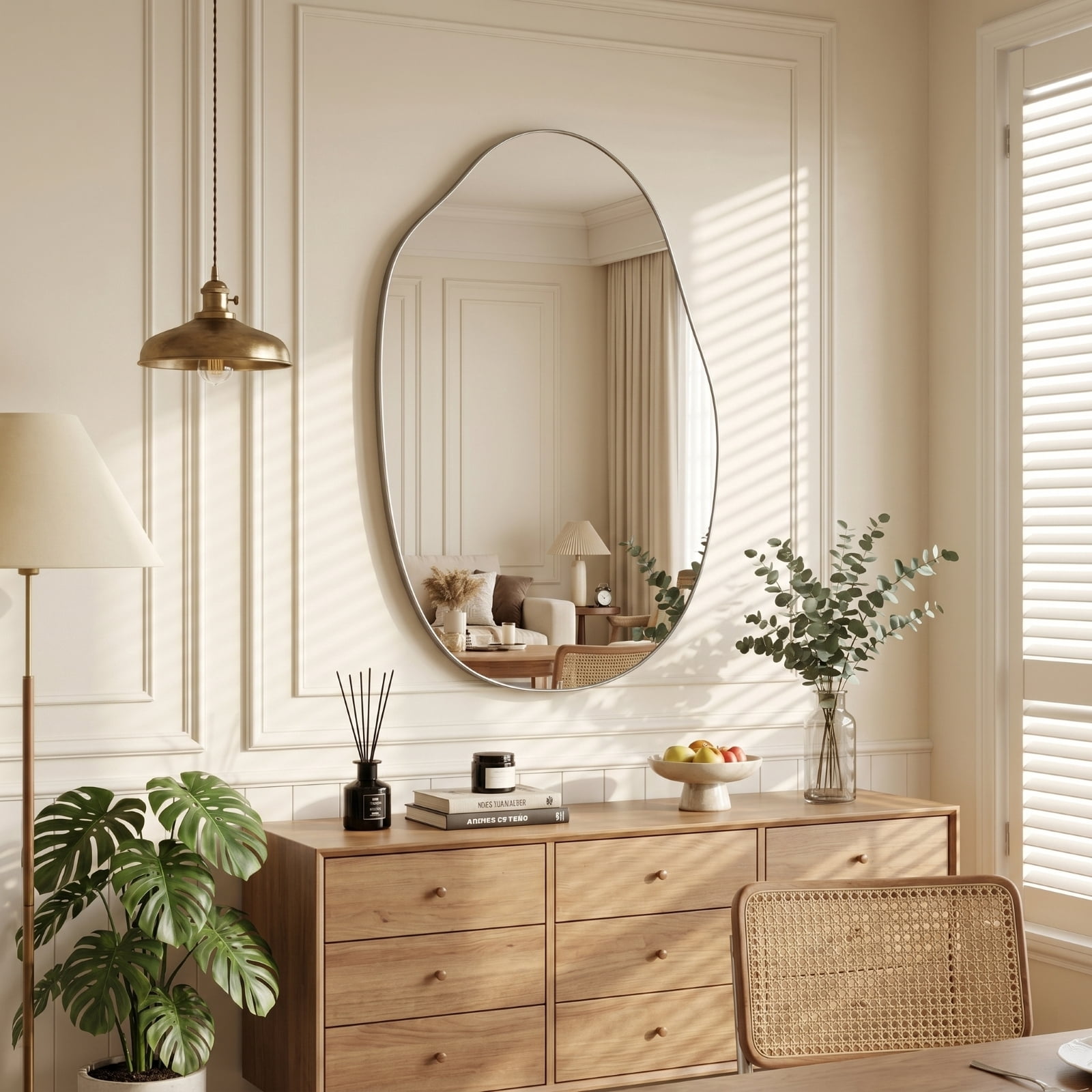 Easy4Home 26"x40" Irregular Bathroom Wall Vanity Mirror Asymmetrical Frameless Mirror