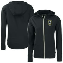 Women's-Cutter & Buck Black Columbus Crew Daybreak Eco Recycled Full-Zip Hoodie