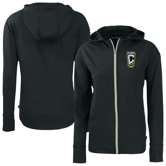 Women's-Cutter & Buck Black Columbus Crew Daybreak Eco Recycled Full-Zip Hoodie