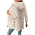 thumbnail image 5 of Fleece Jackets for Women Plus Size Hooded Long Sleeve Solid Color Warm Winter Coat Casual Thicken Fleece Lined Cardigan Outerwear, 5 of 8