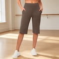 thumbnail image 3 of Capri Pants for Women High Waist Workout Yoga Shorts with Pockets Tummy Control Leggings Straight Leg Long Shorts, M, 3 of 9