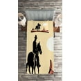 thumbnail image 2 of Ambesonne Western Quilted Coverlet 2 Pcs, Cowboy Horse Sunset, Twin Size, Yellow Orange Black, 2 of 2