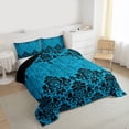 thumbnail image 3 of Manfei Retro bohemian Flowers Queen Comforter Set,Rustic Victorian Floral Bedding Sets,Blue Black Damask Bedding Comforter Set For Girls Boys,Super Cozy Room Decor Reversible,3 Pieces, 3 of 8