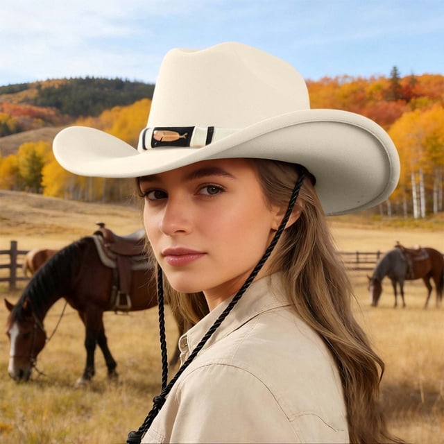 Chapeau de Cowboy Style Western pour Usage Extérieur Design Jazz Classique Mode Protection Solaire pour Toutes Saisons