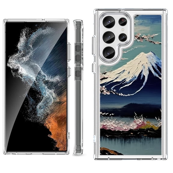 Shockproof Bumper Phone Case for Samsung Galaxy S23 Ultra 5G, by OneToughShield ® - Fuji Blossom
