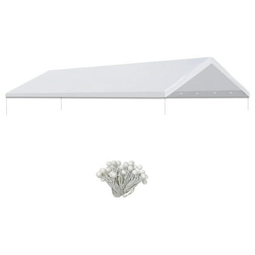 Alieon Carport Conopy Cover 12 x 20 Feet Replacement Tent Garage Outdoor Top Tarp Car Shelter with Bungees (with Edge, Frame Not Included)