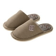 thumbnail image 1 of Mens and Womens Home Slippers Simplicity Solid Color Close Toe Comfortable Non-Slip Indoor Flax Slippers Coffee, 1 of 4