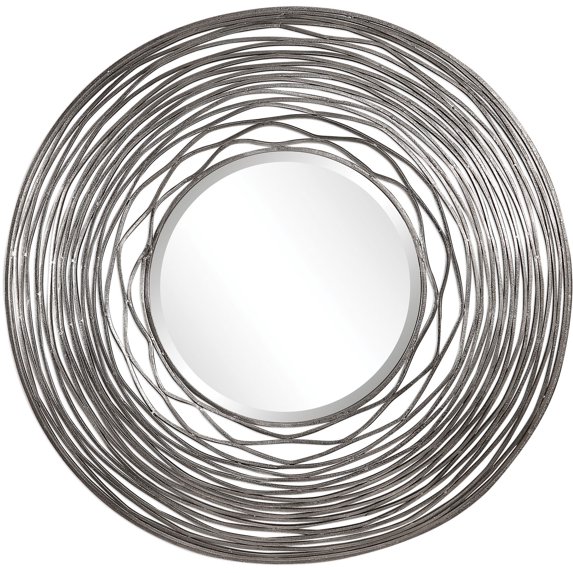 Uttermost 09418 Galtero 40" Round Industrial Forged Iron Framed Beveled Wall Mirror