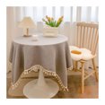 thumbnail image 2 of KGJQ Cotton Linen Tablecloth with Fringed Edges, Washable Solid Color Tablecloth with Tassels, Round Table Cover for Kitchen Dining Room, 2 of 8