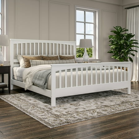 Brooklyn King Wood Foundation Bed with Matching Footboard in White